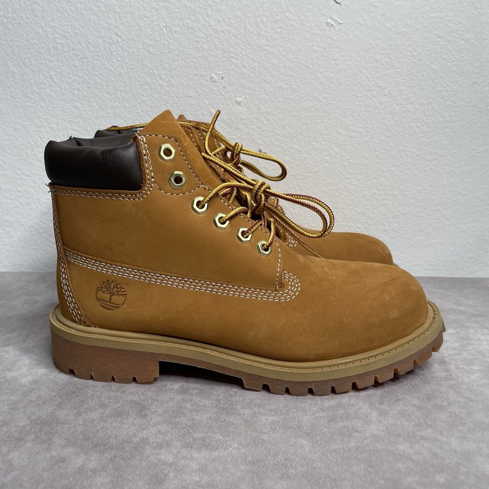 Timberland Wheat Boots Premium 6" Waterproof Lace Up Leather Youth Size 3